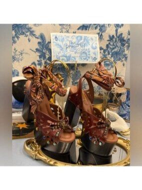 ๐ KURT GEIGER LONDON ๐งฟ NWOB Butterfly Platform Ankle Strap Sandal, Sz 37 US 7
